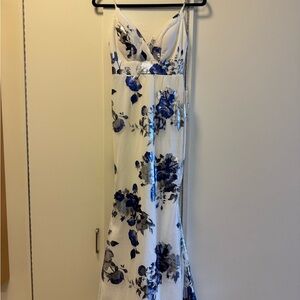 Floral Blue and White Maxi Dress